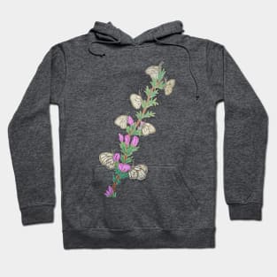 White Butterflies With Purple Flowers Hoodie